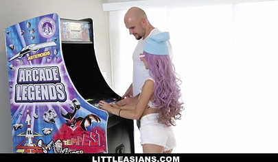 Acrobatic teen in over-the-knee socks Vina Skyy gets demolished