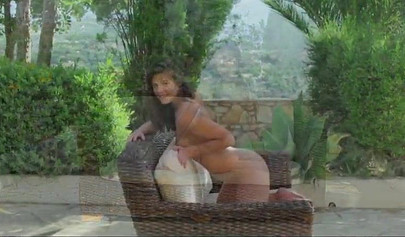 Breathtaking brunette teen stripping outdoors & showing her attractive body