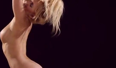 Sexy blonde teen with big tits dances provocatively butt naked