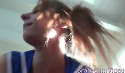 Pigtailed teen Scarlett Rose gives a sloppy blowjob in cosplay vid