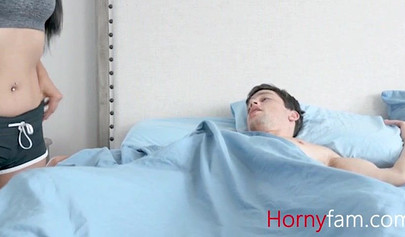 Exotic teen sits on her stepbrother's dick and rides it