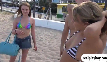 Two teenage newbies get paid to participate in a FFM threesome