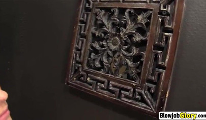 Blonde teen finds a dick at a gloryhole and sucks it perfectly