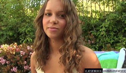 Teen hottie with braces Liza Rowe gets her yummy pussy smashed perfectly