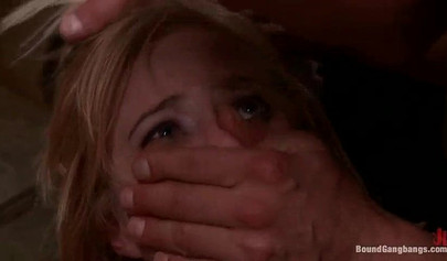 Drunk teen with big tits gets brutally gangbanged in BDSM action