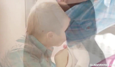 Small boobed teen gives a perfect BJ and gets her booty drilled