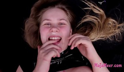 Tied up chubby teen with big tits gets waxed and face fucked