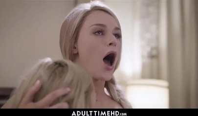 Teen Emma Hix and her stepmom Sarah Vandella get taken in a great threesome