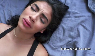 Adorable teen Michelle Martinez enjoys missionary anal fuck and cum on her tits